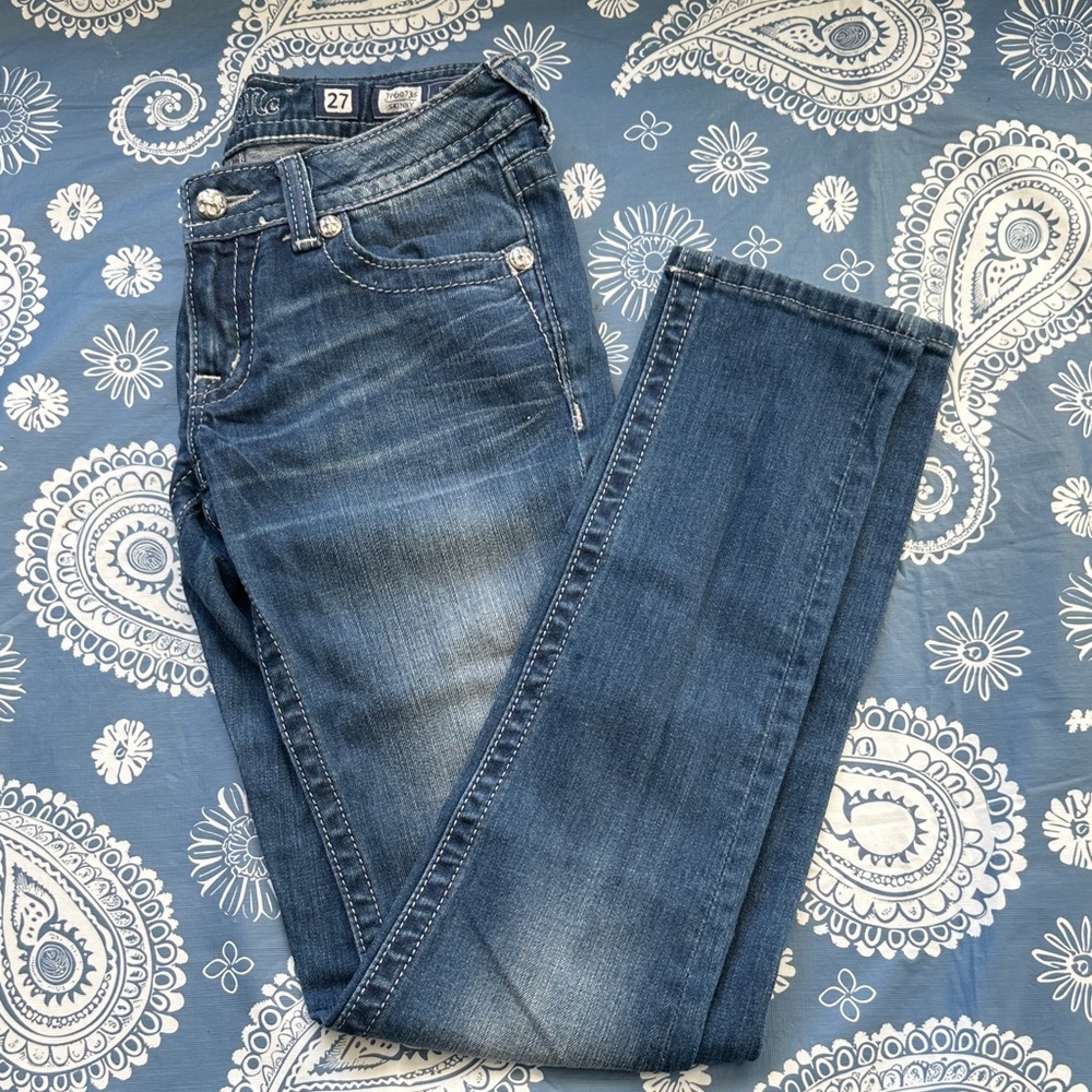 Y2K Miss Me Women's Blue Skinny Jeans - Picture 1 of 4